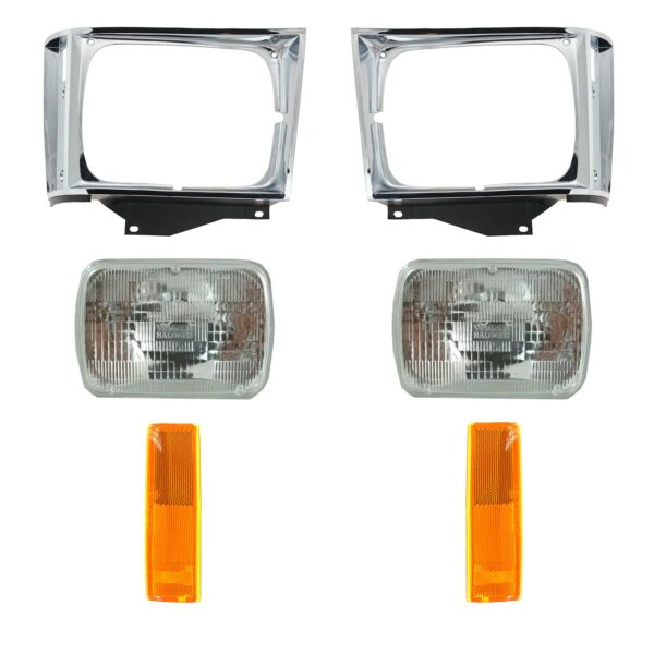 6 Piece Lighting Kit Headlights Chrome Bezels & Side Marker Lights for Chevy S10 Pickup Blazer S10 GMC Jimmy S-15
