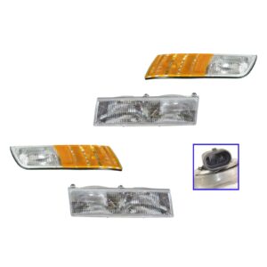 Front Headlight Parking Corner Lamp Housings L R Kit Set of 4 for Grand Marquis