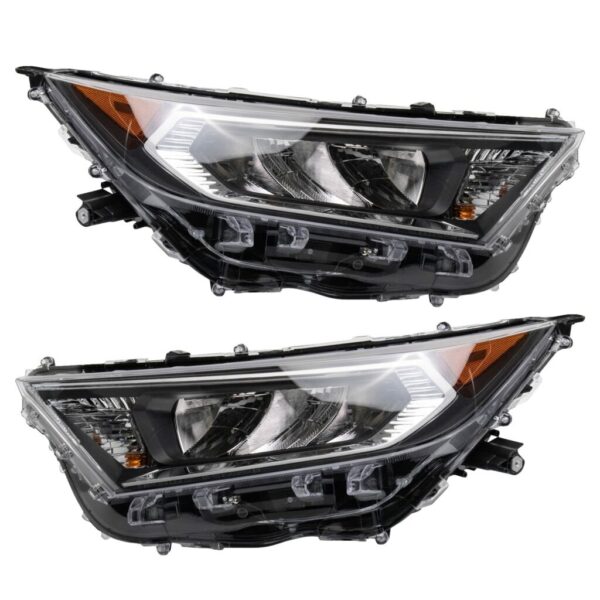 Chrome Bezel Headlight Set Compatible with 2019-2021 Toyota RAV4