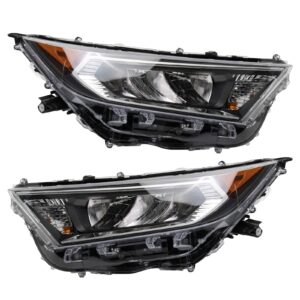 Chrome Bezel Headlight Set Compatible with 2019-2021 Toyota RAV4