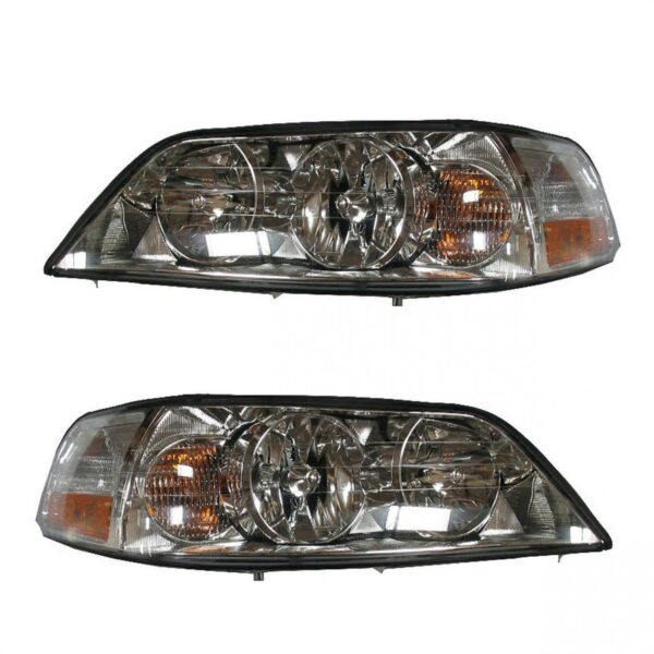 Headlights Headlamps Left & Right Pair Set for 03-04 Lincoln Town Car