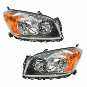 Front Headlight Headlamp Light Lamp Pair Set for 09-12 Toyota Rav4 Sport