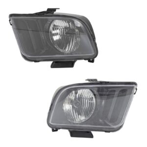 Headlight Lamp Assembly LH RH Pair Compatible with 2005-2006 Ford Mustang