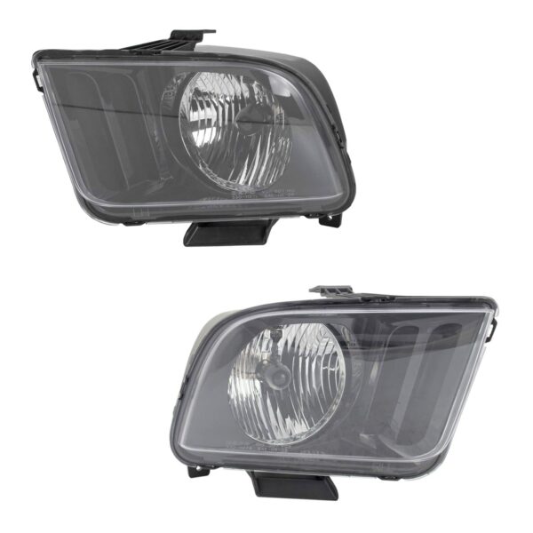 Headlight Lamp Assembly LH RH Pair Compatible with 2005-2006 Ford Mustang