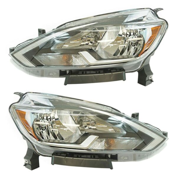 Halogen Headlight Lamp Assembly LH RH Kit Pair Compatible With Nissan Sentra
