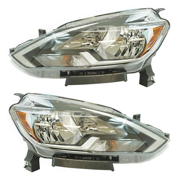 Halogen Headlight Lamp Assembly LH RH Kit Pair Compatible With Nissan Sentra