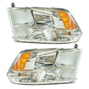 Halogen Headlight Lamp Assembly LH RH Pair for Dodge Ram 1500 2500 3500