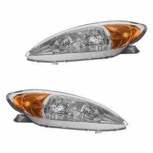 Headlights Headlamps w/ Chrome Bezel LH/RH Pair Set for 02-04 Camry LE & XLE