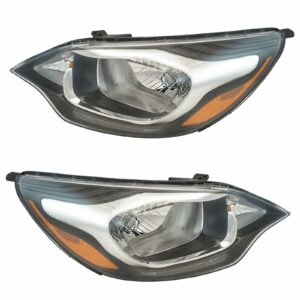 Halogen Headlight Headlamp LH RH Kit Pair Set of 2 Compatible with Kia Rio Sedan