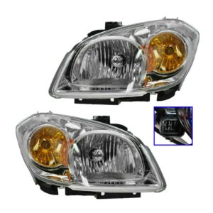 Chrome Headlights Headlamps w/ Brackets Left & Right Pair Set for 05-10 Cobalt