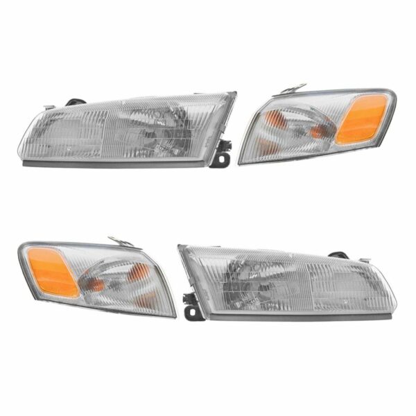 Headlights Headlamps & Corner Parking Lights Kit Set for 97-99 Toyota Camry