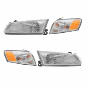 Headlights Headlamps & Corner Parking Lights Kit Set for 97-99 Toyota Camry