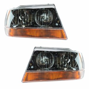 Headlights Headlamps Left LH Right RH Pair Set for 99-04 Grand Cherokee Laredo