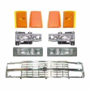 Headlight Assembly Compatible With 92-93 Chevrolet Blazer 90-93 C/K1500 C/K2500 C/K3500 Suburban Driver and Passenger Side