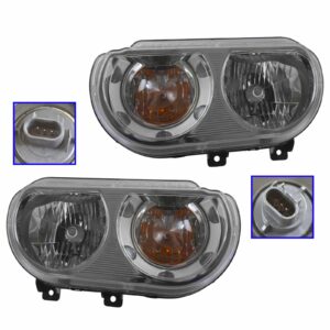 Halogen Headlight Headlamp Light Lamp Pair Set LH&RH for 08-13 Dodge Challenger