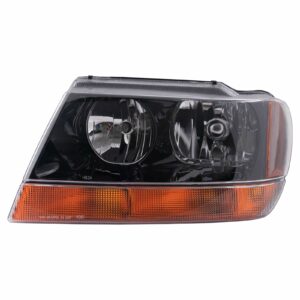 Headlight with Amber Lens LH Left Driver Side Compatible with 1999-2002 Jeep Grand Cherokee Laredo
