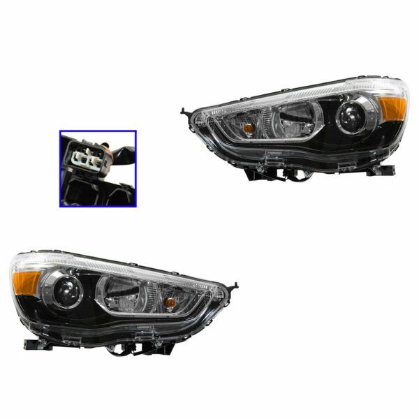 Halogen Headlight Headlamp Pair Set for 11-13 Mitsubishi Outlander Sport