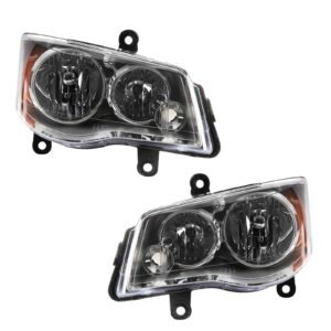 Headlights Headlamps Pair Set for Dodge Caravan Chrysler Town & Country