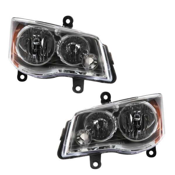 Headlights Headlamps Pair Set for Dodge Caravan Chrysler Town & Country