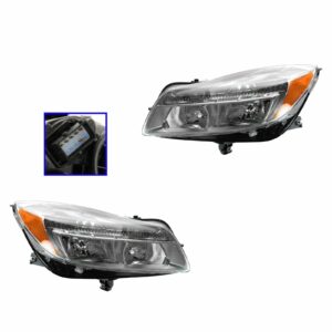 Headlights Headlamps Left LH & Right RH Pair Set for 11-13 Buick Regal