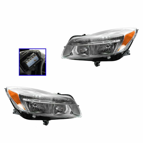 Headlights Headlamps Left LH & Right RH Pair Set for 11-13 Buick Regal