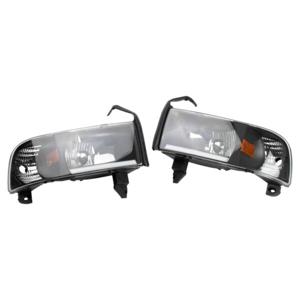 2 Piece Performance Headlight lamp Pair Set of 2 Black Housing Clear lens for 94-01 Ram Pickup Truck