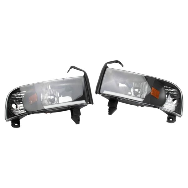 2 Piece Performance Headlight lamp Pair Set of 2 Black Housing Clear lens for 94-01 Ram Pickup Truck