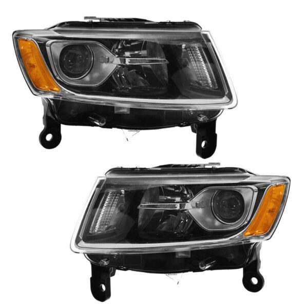 Halogen Headlight Lamp Pair LH Left & RH Right Set of 2 For Grand Cherokee