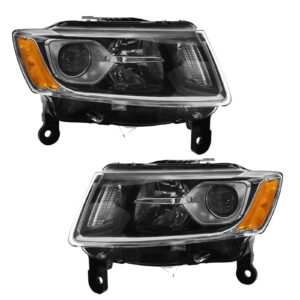 Halogen Headlight Lamp Pair LH Left & RH Right Set of 2 For Grand Cherokee