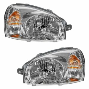 Headlights Headlamps Left & Right Pair Set for 03-06 Hyundai Santa Fe
