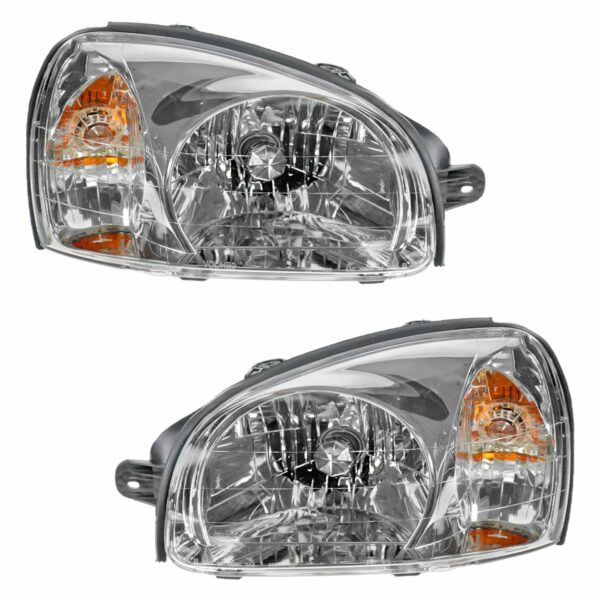 Headlights Headlamps Left & Right Pair Set for 03-06 Hyundai Santa Fe