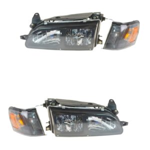 Headlights Corner Lights Performance Euro Crystal Style Pair for 93-97 Corolla