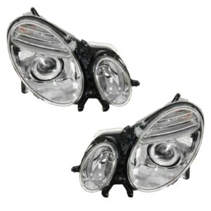 Headlight Assembly Compatible With 2007-2009 Mercedes-Benz E320 E350 E550 E63 AMG Driver and Passenger Side