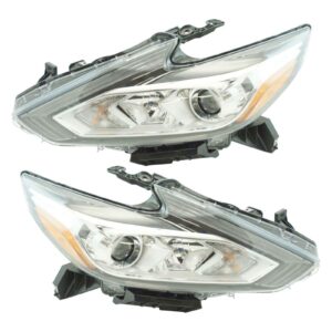 Halogen Headlight Headlamp w/ Chrome Housing LH RH Kit Pair for Nissan Altima