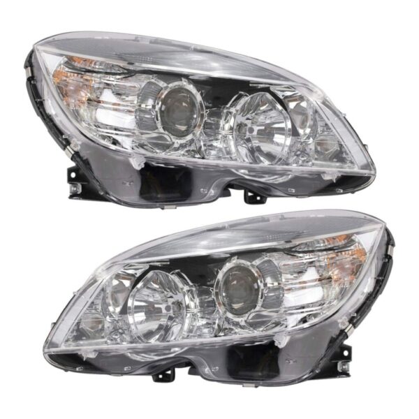 Headlight Set Compatible with 2008-2011 Mercedes-Benz C300 C350 C63 AMG
