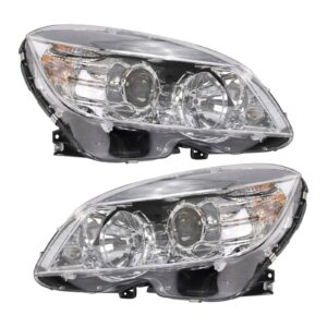 Headlight Set Compatible with 2008-2011 Mercedes-Benz C300 C350 C63 AMG
