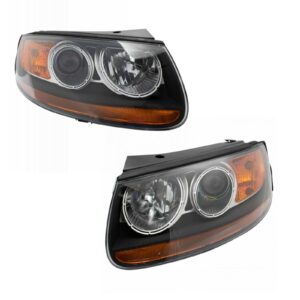 Halogen Headlight Lamp Assembly Pair LH & RH Sides for Hyundai Santa Fe