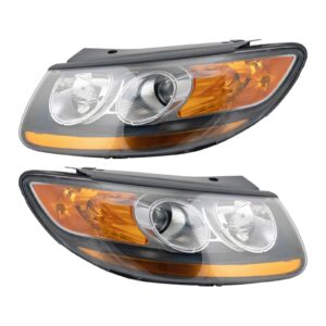 2pc Headlight Assembly Set Driver & Passenger Sides for 2010-12 Hyundai Santa Fe