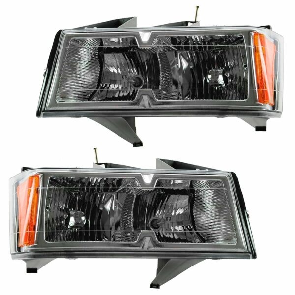 Headlights Headlamps w/ Chrome Bezel Pair Set for 05-08 Colorado Xtreme Models