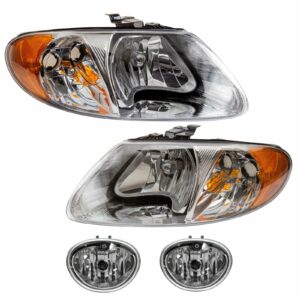 Headlight Fog Driving Light Lamp Kit LH RH Set of 4 for 01-04 Dodge Mini Van