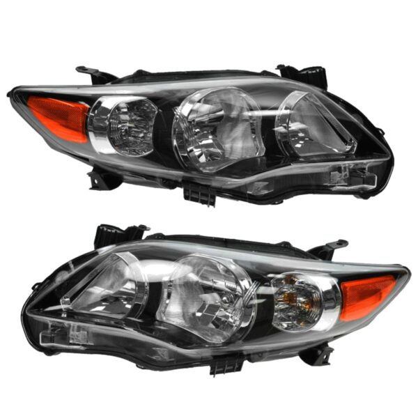 Black Housing Headlight Headlamp Pair Set of 2 for 11-13 Toyota Corolla XRS S