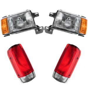 Headlight Lamp Tail Light Front Rear Kit Set of 4 Compatible with 87-90 Ford Truck SUV