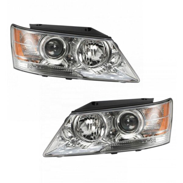 2pc Headlight Assembly Set Driver & Passenger Sides for 09-10 Hyundai Sonata
