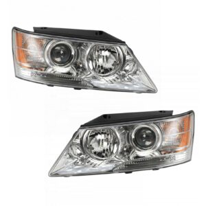 2pc Headlight Assembly Set Driver & Passenger Sides for 09-10 Hyundai Sonata