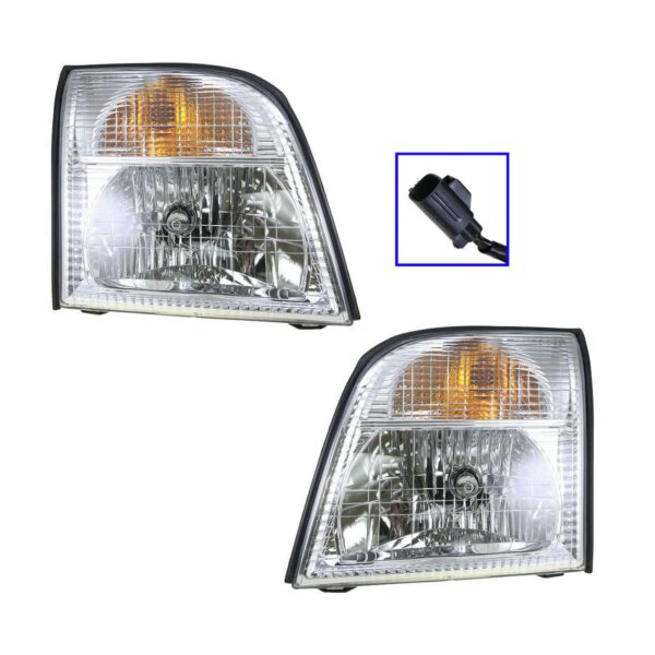 Front Composite Headlights Headlamps Lights Pair Set for 02-05 Mountaineer