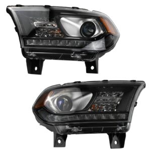 Headlight Lamp Assembly w/ LED Daytime Running Lights Pair for Durango