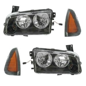 Headlight Parking Light Lamp Halogen LH RH 4 Piece Kit for 08-10 Charger