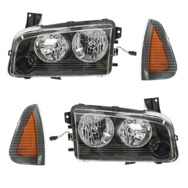 Headlight Parking Light Lamp Halogen LH RH 4 Piece Kit for 08-10 Charger