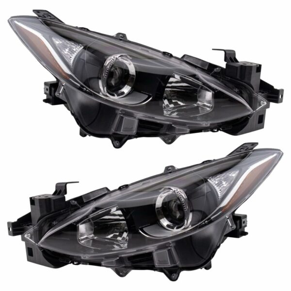 Halogen Headlight Lamp LH & RH Kit Pair Set of 2 Compatible With Mazda 3