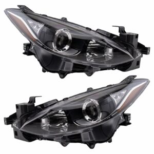 Halogen Headlight Lamp LH & RH Kit Pair Set of 2 Compatible With Mazda 3
